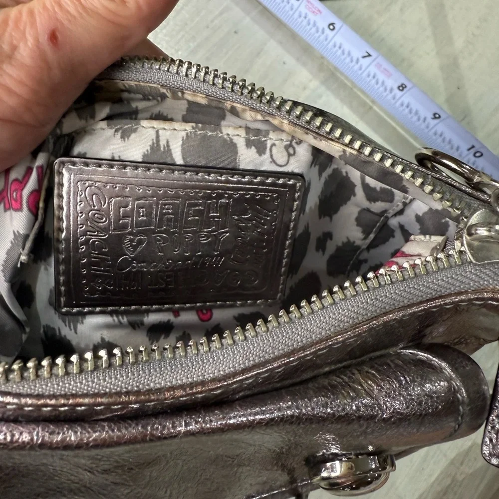 Coach Poppy Pink Metallic Double Button Leather Crossbody